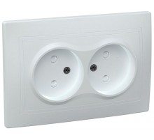 КВАРТА Белый Розетка 2-местная без заземления со шторками 10А РСш12-2-КБ  ERK20-K01-10-DM  GENERICA