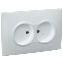 КВАРТА Белый Розетка 2-местная без заземления со шторками 10А РСш12-2-КБ  ERK20-K01-10-DM  GENERICA
