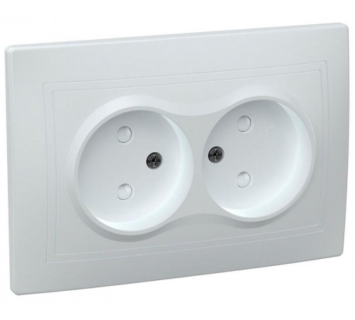 КВАРТА Белый Розетка 2-местная без заземления со шторками 10А РСш12-2-КБ  ERK20-K01-10-DM  GENERICA