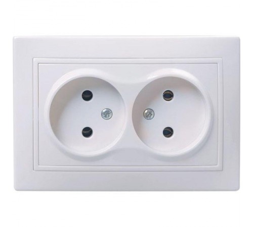 КВАРТА Белый Розетка 2-местная без заземления со шторками 10А РСш12-2-КБ  ERK20-K01-10-DM  GENERICA