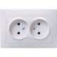 КВАРТА Белый Розетка 2-местная без заземления со шторками 10А РСш12-2-КБ  ERK20-K01-10-DM  GENERICA