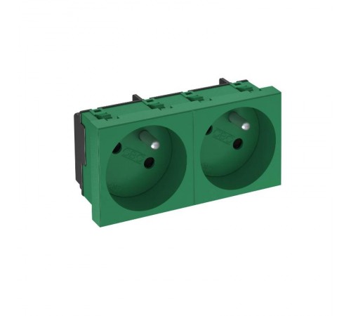 Розетка двойная 33° франц. стандарт, 250 В, 16A (зеленый) (STD-F3 MZGN2)  6120246  OBO Bettermann