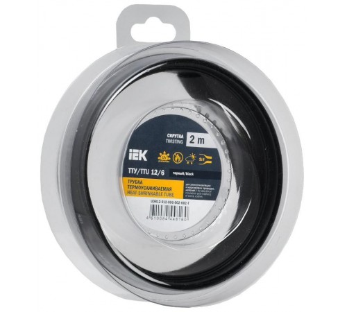 Трубка термоусадочная ТТУ нг-LS 12/6 черная (2м/упак) IEK  UDR12-012-006-002-K02-T  IEK