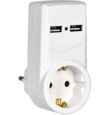 Адаптер Т-01/01 1 место 2P+PE 16А 2хUSB 2,1A белый  WTP10-16-01-ZKU-K01  IEK