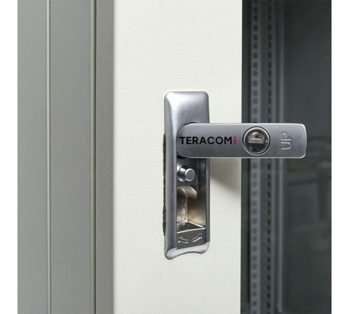 Шкаф настенный 19" TERACOM PRO 15U 600х600 мм дверь стеклянная с замком-ручкой серыйTRP-WLL-1566-40GEKF