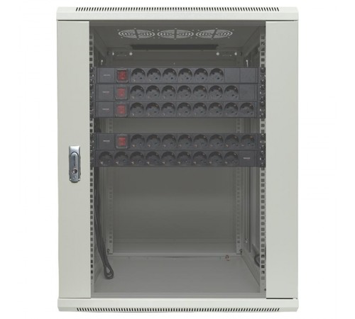 Шкаф настенный 19" TERACOM PRO 15U 600х600 мм дверь стеклянная с замком-ручкой серыйTRP-WLL-1566-40GEKF