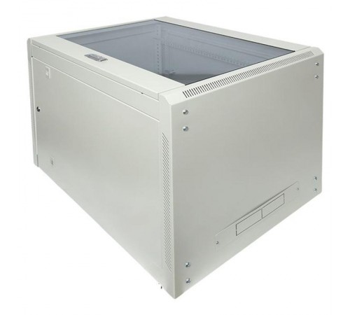 Шкаф настенный 19" TERACOM PRO 15U 600х600 мм дверь стеклянная с замком-ручкой серыйTRP-WLL-1566-40GEKF