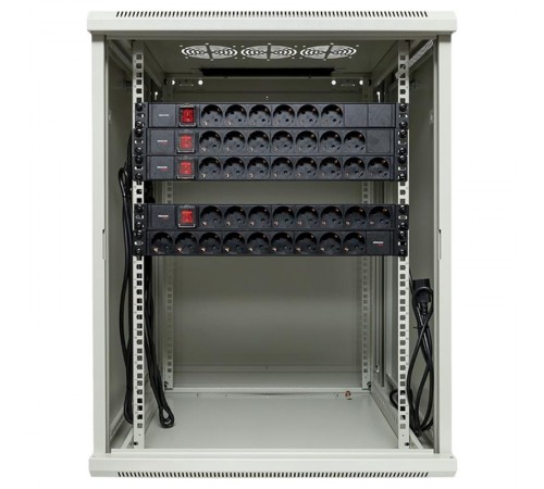 Шкаф настенный 19" TERACOM PRO 15U 600х600 мм дверь стеклянная с замком-ручкой серыйTRP-WLL-1566-40GEKF