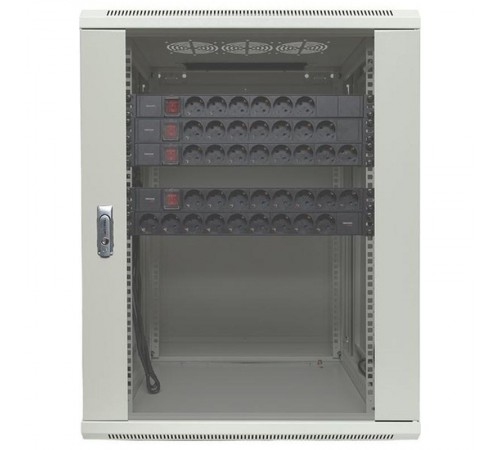 Шкаф настенный 19" TERACOM PRO 15U 600х600 мм дверь стеклянная с замком-ручкой серыйTRP-WLL-1566-40GEKF