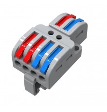 Клемма СМК 2х2D 2 полюса на DIN-рейку (0,08-4 мм) (1 ввод, 2 вывода на полюс) серая (25 шт/уп)  07-5280  REXANT