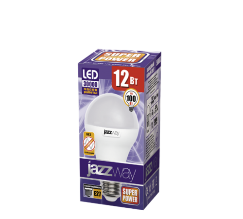 Лампа светодиодная LED 12Вт Е27 220В 5000К PLED- SP A60 груша  1033734  Jazzway