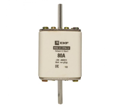 Плавкая вставка ППН-37 400/80А габарит 2  fus-37/400/80  EKF