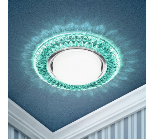 Светильник точечный встраиваемый под лампу DK LD23 15Вт GX53 голубой с подсветкой  Б0029629  ЭРА