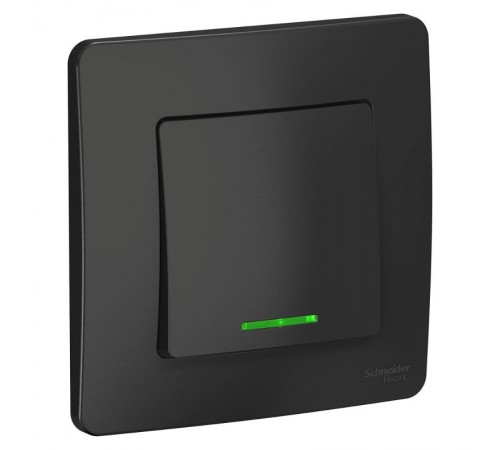 Blanca Антрацит С/У Переключатель 1-клавишный с подсветкой, 10А, 250B  BLNVS010616  SE