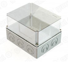 Коробка приборная (подъездная) наружного монтажа 240х195х165мм с прозрачной крышкой. IP55. в комплекте вводы монт плата1мм GE41348  Greenel