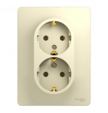 Glossa Бежевый Розетка 2-я с заземлением (в сборе с рамкой)  GSL000224  SE