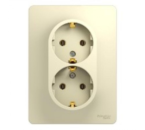 Glossa Бежевый Розетка 2-я с заземлением (в сборе с рамкой)  GSL000224  SE