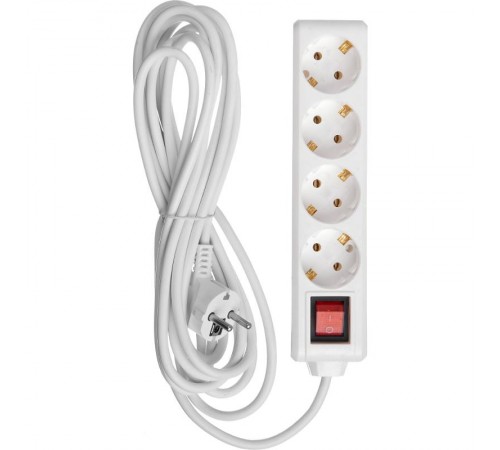 Удлинитель  У04К-выкл. 4 места 2Р+PЕ/5метров 3х1мм2  16А/250В    WYP10-16-04-05-ZK-N  IEK