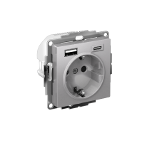 AtlasDesign Алюминий Розетка 16А с USB A+C  ATN000332  SE