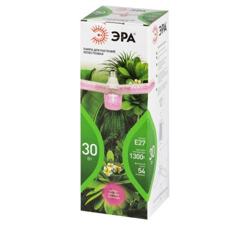 Фитолампа для растений светодиодная  GREEN LINE ФИТО-30W-PL-E27-GR 3-х лепестковая красно-синего спектра 30 Вт Е27  Б0064542  ЭРА