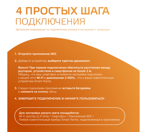 Датчик движения электронный Smart Home 1,5W 3V Wi-Fi 3м 120° 1/6  4010322  Gauss