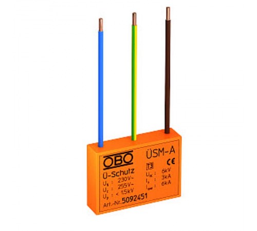 Устройства защиты от импульсных перенапряжений УЗИП для силовых сетей 1+NPE (Класс III), 255 В (USM-A)  5092451  OBO Bettermann