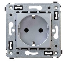 Розетка в стену, 2P+E, с з/ш, "Avanti", "Закаленная сталь"  4404003  DKC