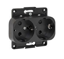 Стокгольм Механизм Розетки 2-местной с/з 16А черный с защ. штор. EKF PROxima  EYR16-128-20  EKF