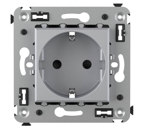 Розетка в стену, 2P+E, с з/ш, "Avanti", "Закаленная сталь"  4404003  DKC