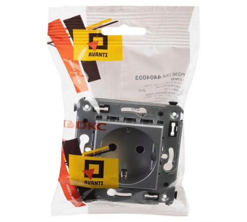 Розетка в стену, 2P+E, с з/ш, "Avanti", "Закаленная сталь"  4404003  DKC