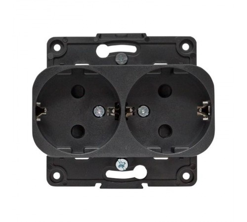 Стокгольм Механизм Розетки 2-местной с/з 16А черный с защ. штор. EKF PROxima  EYR16-128-20  EKF