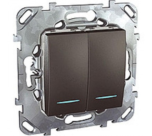 Unica TOP Графит Выключатель 2-клавишный (сх.5) с подсветкой  MGU5.0101.12NZD  Schneider Electric