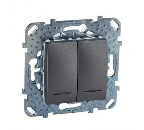 Unica TOP Графит Выключатель 2-клавишный (сх.5) с подсветкой  MGU5.0101.12NZD  Schneider Electric