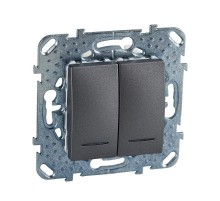 Unica TOP Графит Выключатель 2-клавишный (сх.5) с подсветкой  MGU5.0101.12NZD  Schneider Electric