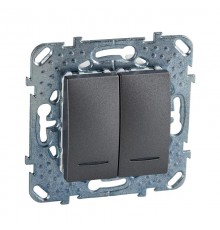 Unica TOP Графит Выключатель 2-клавишный (сх.5) с подсветкой  MGU5.0101.12NZD  Schneider Electric
