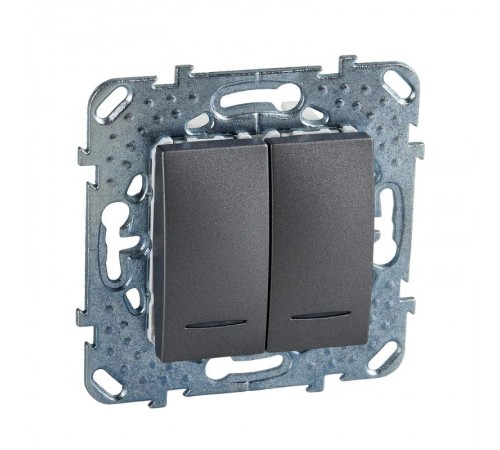Unica TOP Графит Выключатель 2-клавишный (сх.5) с подсветкой  MGU5.0101.12NZD  Schneider Electric