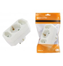 Блок на 3 гнезда: 1x2П+3 16 А + 2х2П 2,5 А под плоскую вилку 250 B белый  SQ1806-0201  TDM