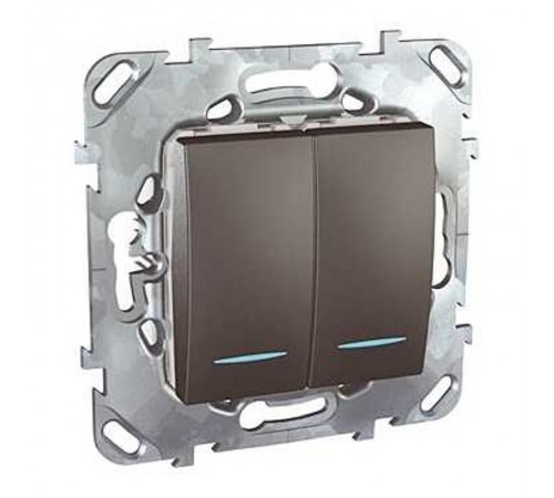 Unica TOP Графит Выключатель 2-клавишный (сх.5) с подсветкой  MGU5.0101.12NZD  Schneider Electric