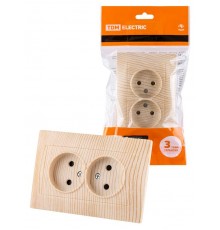 Розетка двойная 2П 10А 250В с защ. шт. сосна "Лама"  SQ1815-0312  TDM