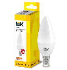 Лампа светодиодная  ALFA C35 свеча 8Вт 230В 3000К E14 (6шт)   LLA-C35-8-230-30-E14-6  IEK