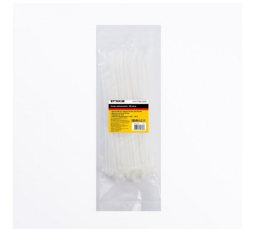 Хомут нейлоновый 3,6x200 мм, d пучка max 50мм, нагрузка 18 кг, белый (100шт в упак)  32777  STEKKER