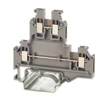 Клемма двухуровневая, винтовой зажим, 4 точки подключения, 2.5 кв.мм, серая  KRUKB-3  DKC