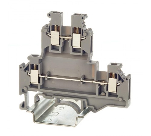 Клемма двухуровневая, винтовой зажим, 4 точки подключения, 2.5 кв.мм, серая  KRUKB-3  DKC