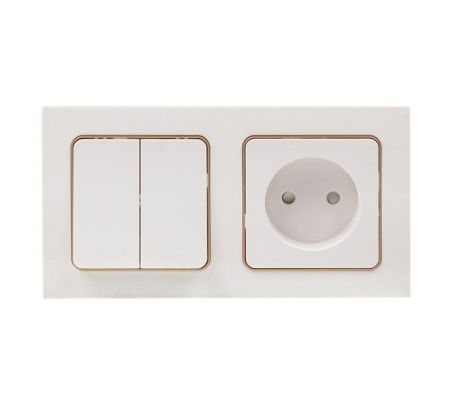 Стокгольм Рамка 2-местная белая с линией цвета шампань PROxima  EYM-G-303-10  EKF