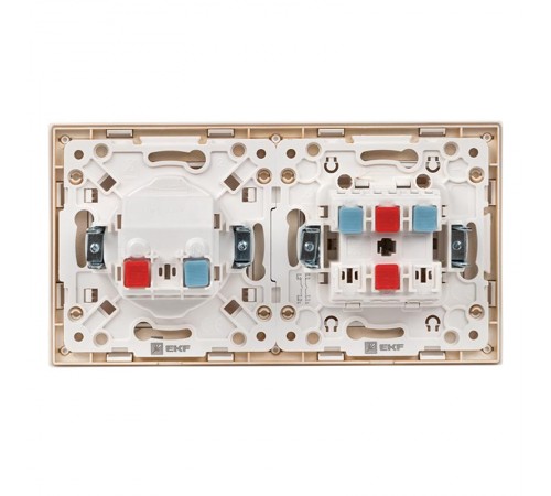 Стокгольм Рамка 2-местная белая с линией цвета шампань PROxima  EYM-G-303-10  EKF