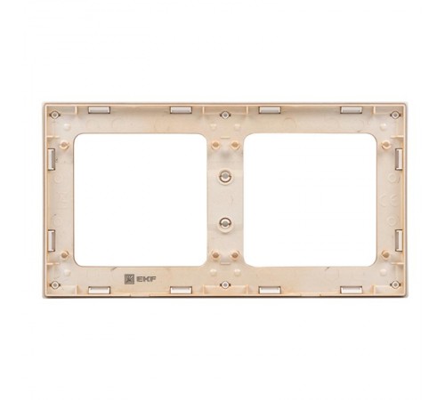 Стокгольм Рамка 2-местная белая с линией цвета шампань PROxima  EYM-G-303-10  EKF