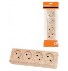 Розетка 4-х местная горизонтальная 2П открытой установки IP20 10A сосна "Ладога"  SQ1801-0428  TDM