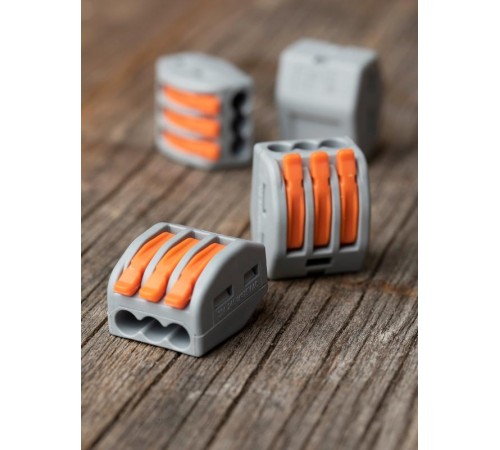 Строительно-монтажная клемма СМК 222-413 с рычагом 3 отверстия 0,08-2,5мм2 (100шт.) EKF PROxima  plc-smk-413  EKF