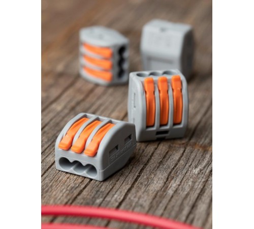 Строительно-монтажная клемма СМК 222-413 с рычагом 3 отверстия 0,08-2,5мм2 (100шт.) EKF PROxima  plc-smk-413  EKF