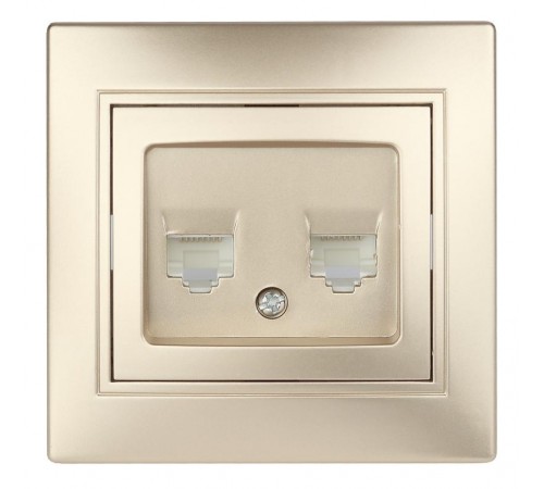 1-304-04 Intro Розетка информационная 2xRJ45, СУ, Plano, шампань  Б0043244  Intro